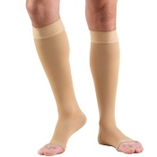 30-40 mmHg Therapeutic Compression Stockings, Knee High, Silicone Dot Stay-up Top Open Toe