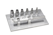 Handle with screw-in Keyes Knives 2, 3, 4, 5, 6 and 7 mm mounted on storage and sterilization rack 3-1/2"" (89 mm)