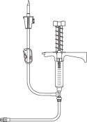 Fluid Dispensing System, 10cc Luer Lock Syringe, Adjustable Automatic Spring Return, 41" Vented Transfer Set, Dual Check Valve, 40" Extension Set with Distal Luer Lock Connector, DEHP & Latex Free (LF)