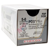Ethicon PDP503G Suture Size 5-0 PDS Plus 18 Inch Undyed Monofilament Polydioxanone with Irgacare MP Antibacterial P-2
