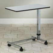 Overbed Table, U-Base, 50 lb Load Capacity, Gray Laminate Top