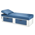 Upholstered Apron Couch with Double Drawer Storage