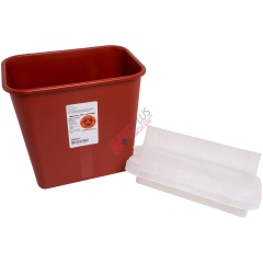 SharpSafety Sharps Container, Horizontal Drop, Transparent Red, 2 Gallon