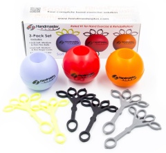 Handmaster Plus Physical Therapy Hand Exerciser Set - 3 Balls, 6 Cords