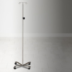 Economy Stainless Steel IV Pole with Welded 2-Hook Top