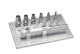 Handle with screw-in Keyes Knives 2, 3, 4, 5, 6 and 7 mm mounted on storage and sterilization rack 3-1/2